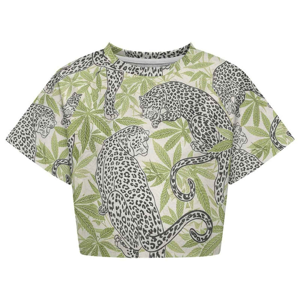 Leopard Cropped Ralgan T-Shirt