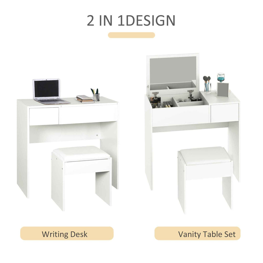 Mia Modern Vanity Set with Flip Top Mirror-White