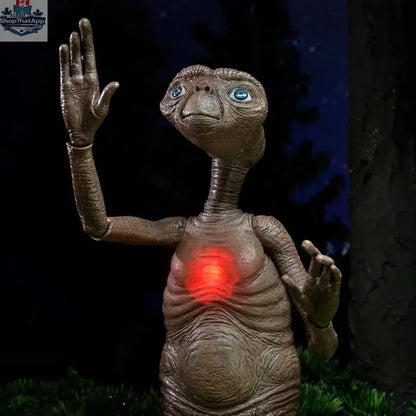 Toy Snowman NECA E.T. 40th Anniversary deluxe action figure with LED light-up chest, detailed collectible toy with expressive features.