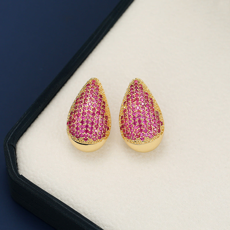 18K Gold-Plated Teardrop Earrings with Zircon Accents - Shopthatapp.ca