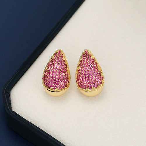18K Gold-Plated Teardrop Earrings with Zircon Accents - Shopthatapp.ca