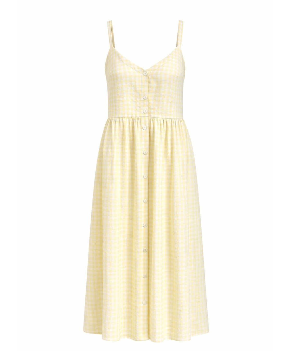 Prairie – Natural Waist Midi Dress With Pockets In Yellow Gingham - Shopthatapp.ca