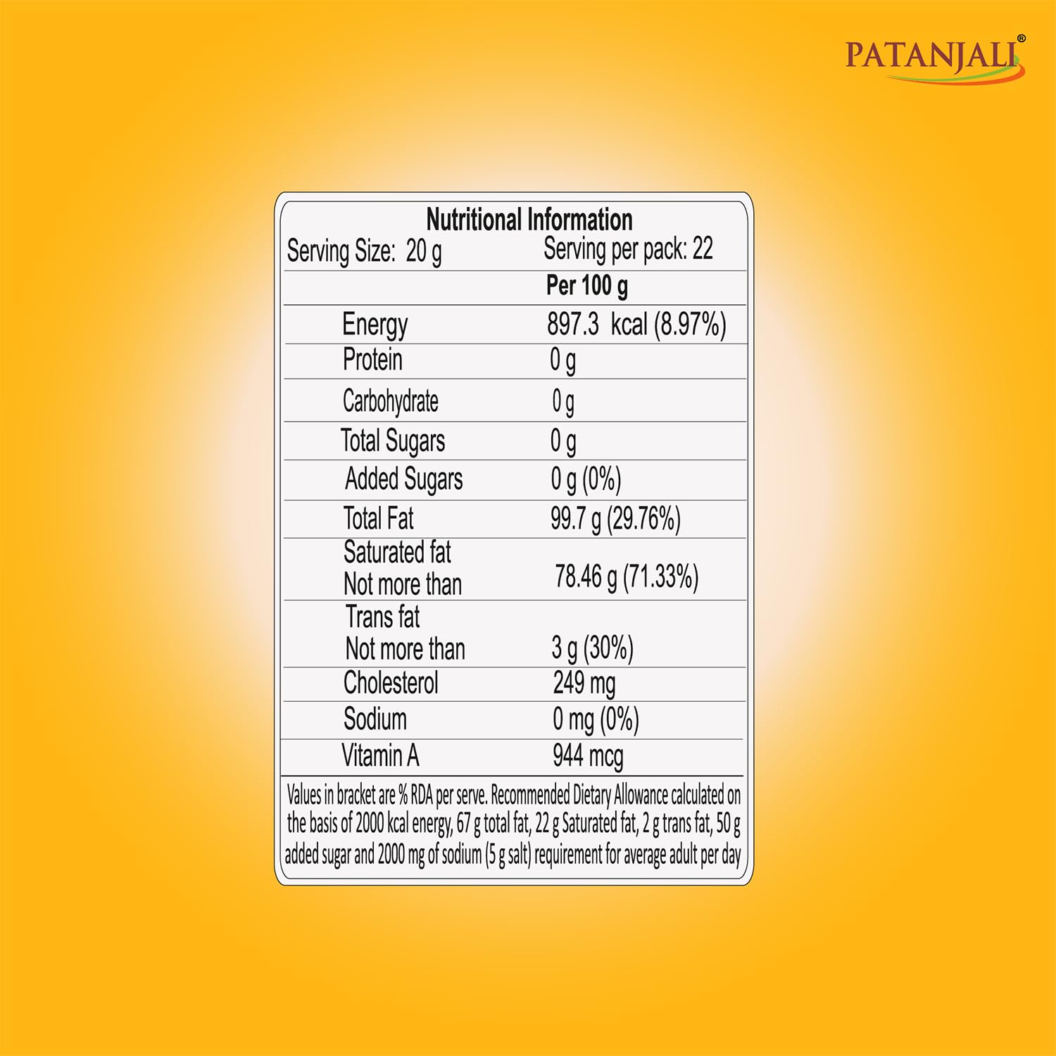 Patanjali Pure Cow Ghee Natural & Healthy, 1L