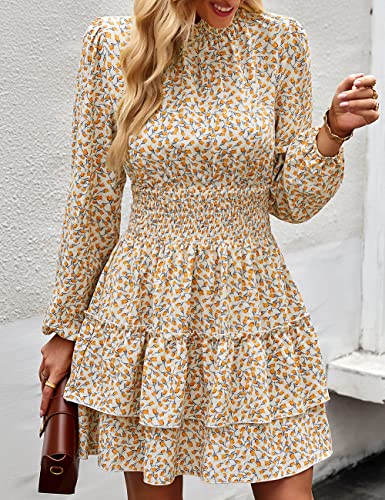 ADEWEL Women's Ruffle Mini Dress - Long Sleeve Mock Neck with Stylish Ruffles - Shopthatapp.ca