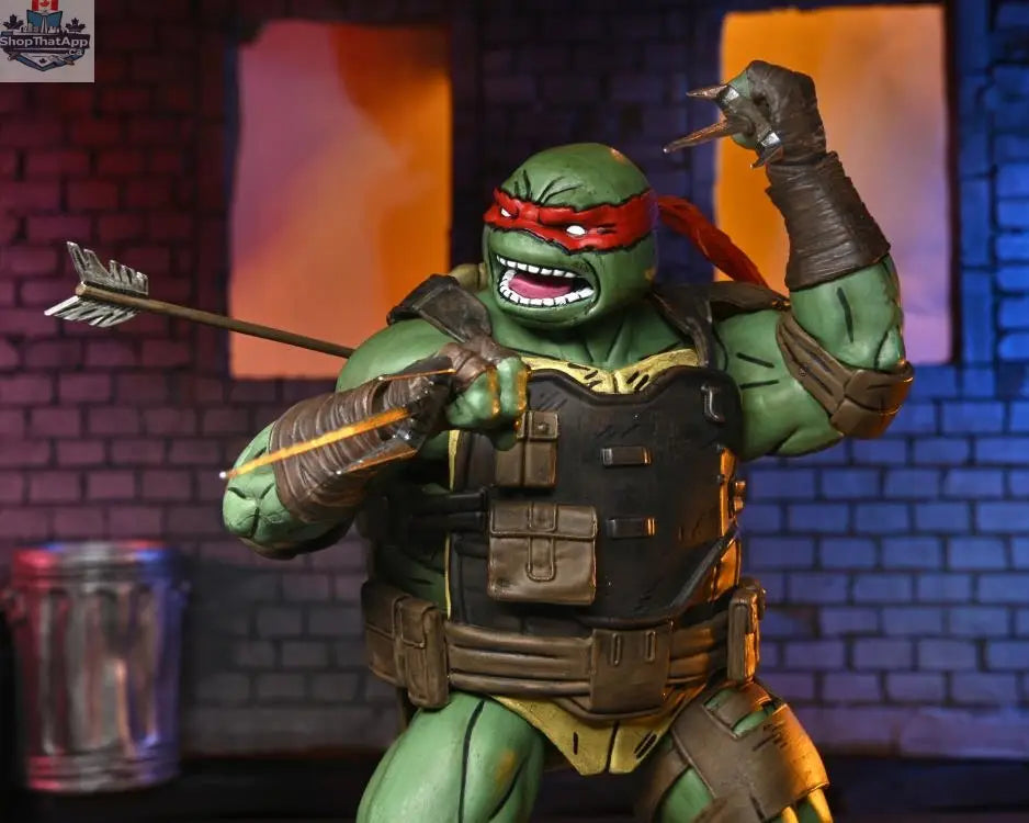 Neca Teenage Mutant Ninja Turtles Ultimate Raphael action figure from The Last Ronin series, detailed collectible toy on display.