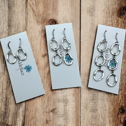 Wavy Hoop Drop Earrings – Matte Silver Asymmetrical Hoops, Hypoallergenic - Shopthatapp.ca