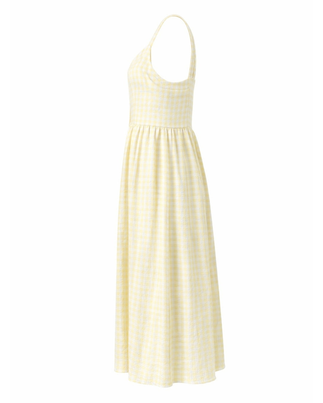 Prairie – Natural Waist Midi Dress With Pockets In Yellow Gingham - Shopthatapp.ca