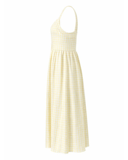Prairie – Natural Waist Midi Dress With Pockets In Yellow Gingham - Shopthatapp.ca