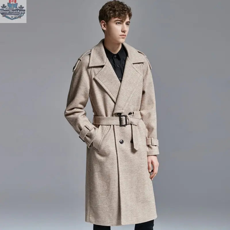 knee Herringbone Coat For Mens - Shopthatapp.ca