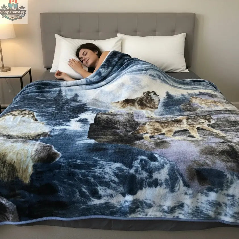 LUXURY PLUSH ULTRA SOFT BLANKET (Wolf Paradise) - Shopthatapp.ca