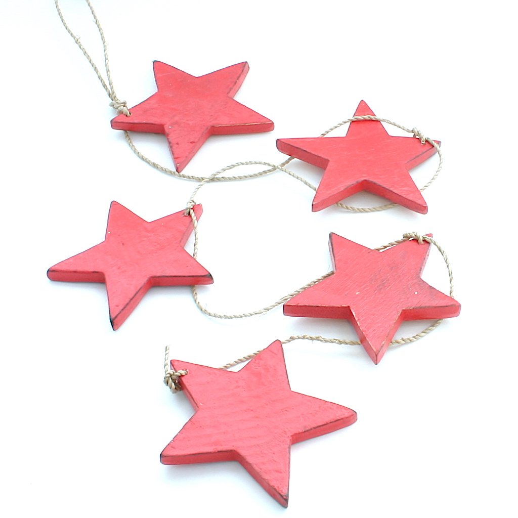 Hanging Wooden Star Decor - String of 5 Wooden Stars for Home Decoration - Shopthatapp.ca