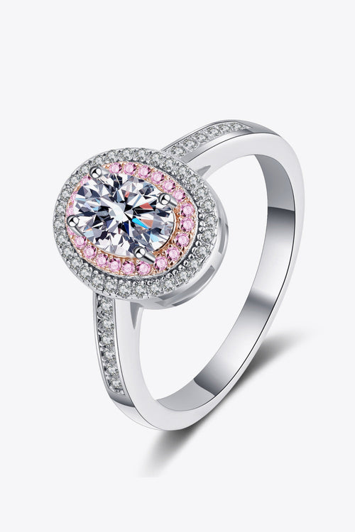 Bague Halo Moissanite 1 Carat en Argent Sterling 925 avec Zircon en Accent - Shopthatapp.ca