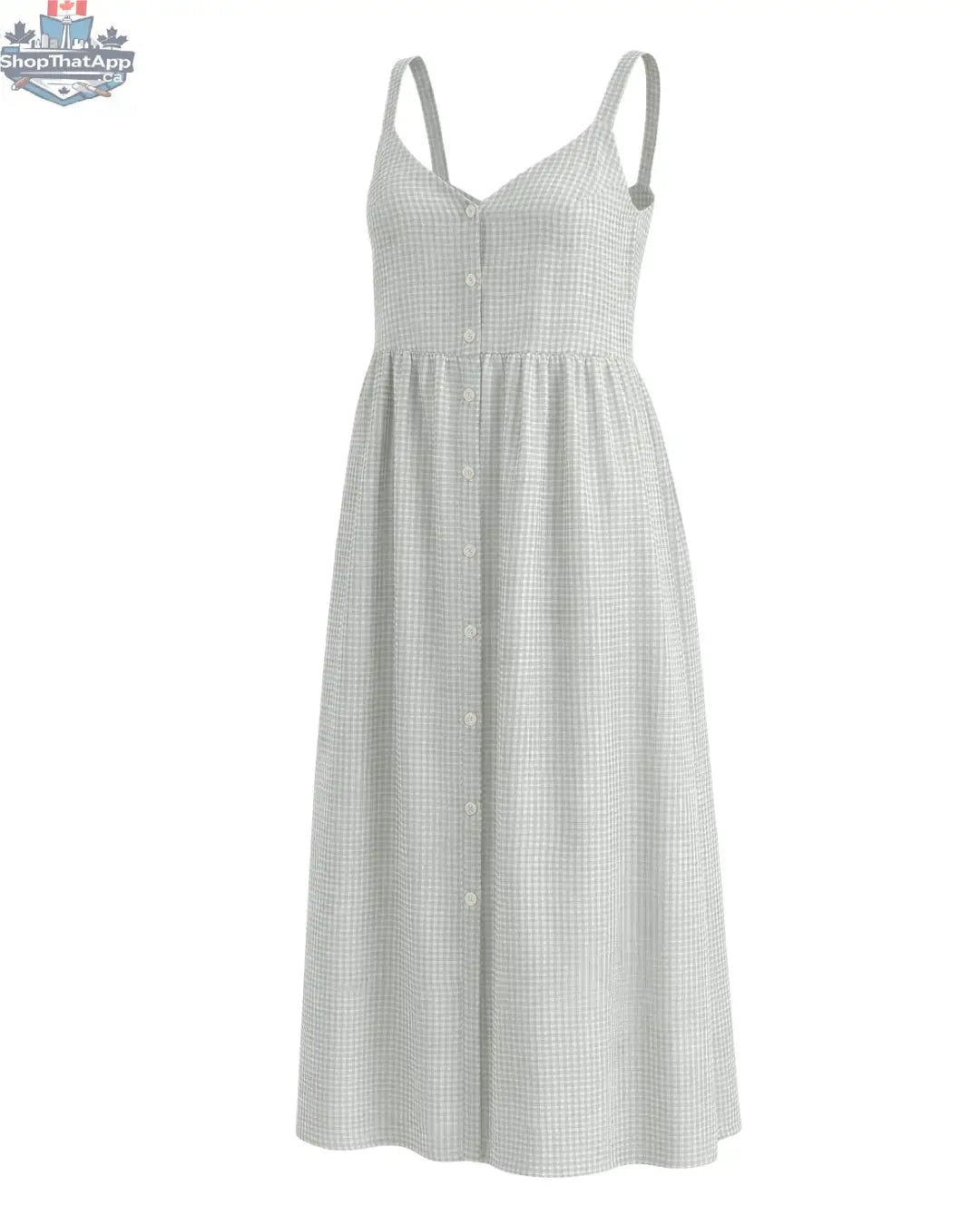 Estelle Blue Gingham Button Down Dress in Cotton - Shopthatapp.ca