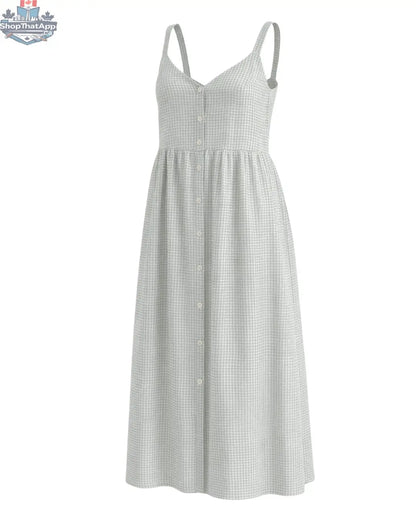 Estelle Blue Gingham Button Down Dress in Cotton - Shopthatapp.ca