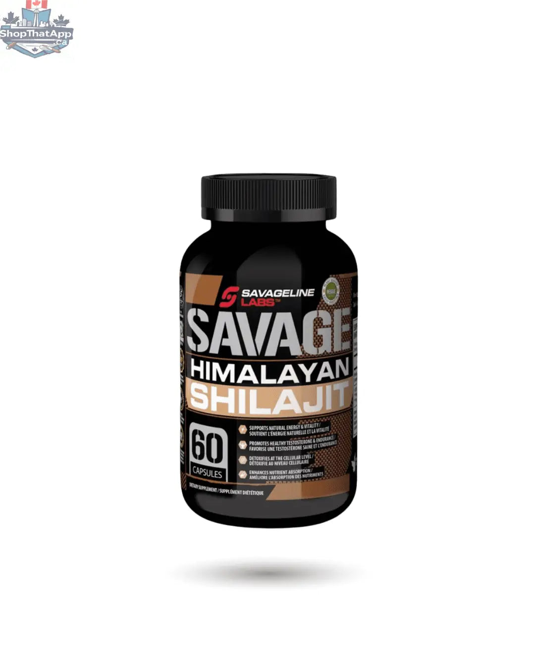 Himalayan Shilajit supplement by BulkBully Supplements, showing dark resin-like Shilajit in a natural form.