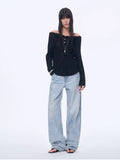 "Fashion Law" Casual One-shoulder Raglan Sleeve T-shirt Top