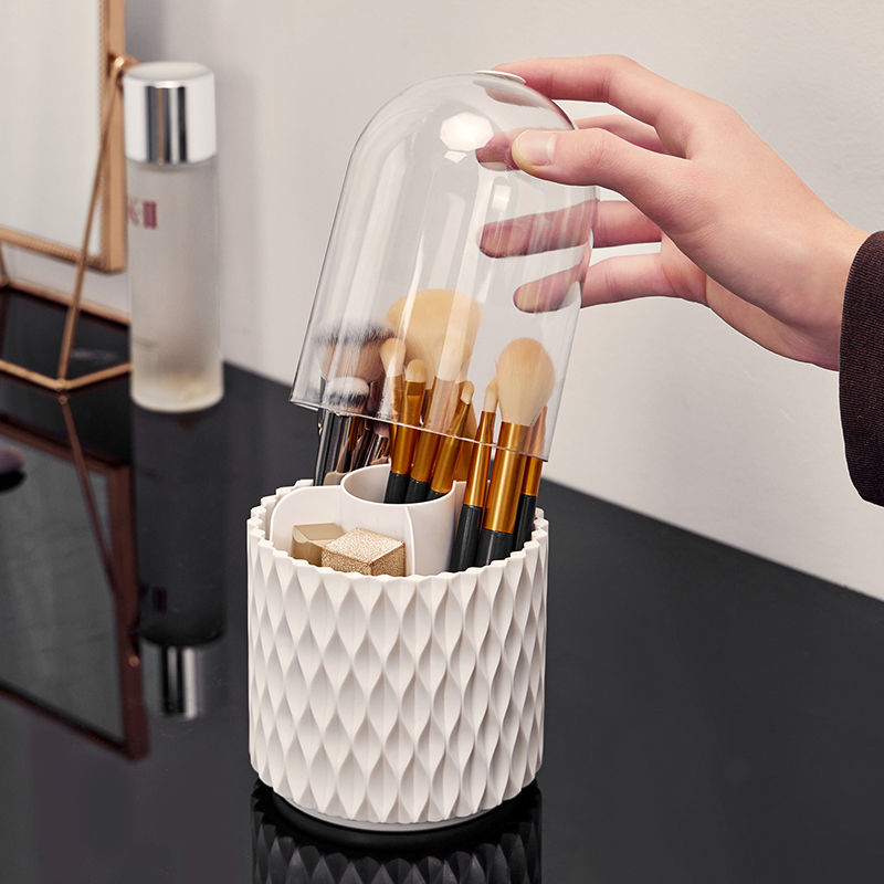 360 Rotating Makeup Brush Organizer with Large Capacity and Transparent Design - Shopthatapp.ca