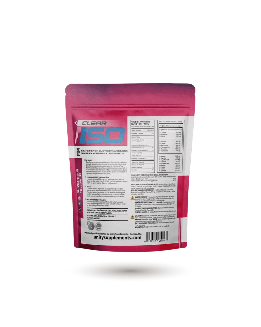 Unity Supplements Clear Isolate Protein Powder - Www.Shopthatapp.ca