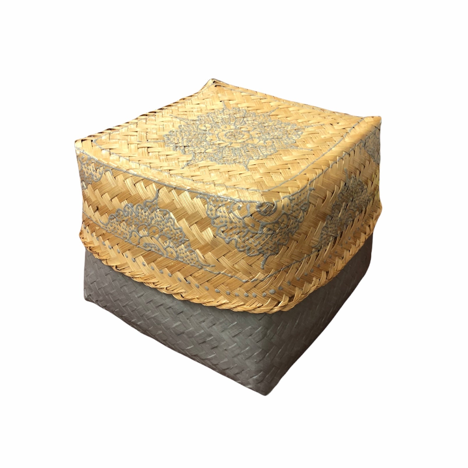 Grey Henna Rattan Box - Shopthatapp.ca