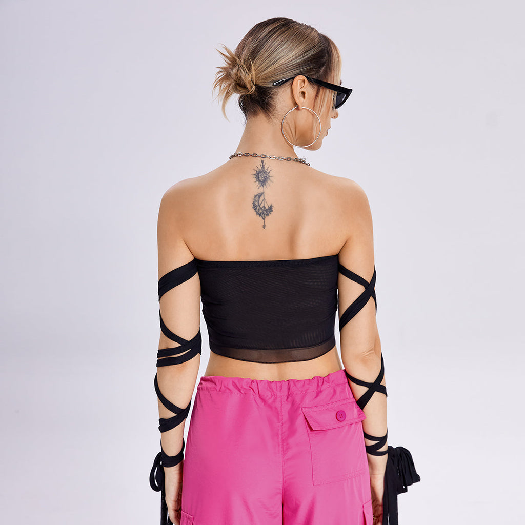 2023 New Style Womens Elastic Cross Arm Tank Top with Solid Color Straps - Shopthatapp.ca