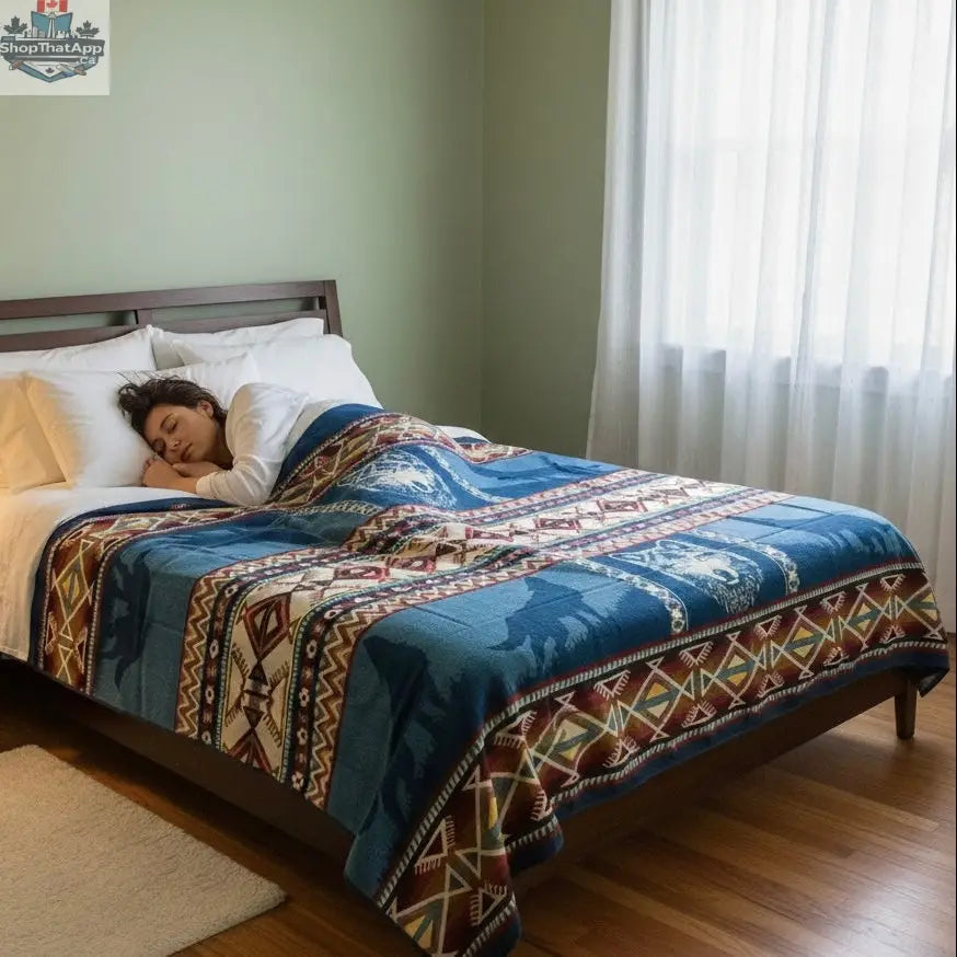 OLDTRIBES™ Blue Plains Wolf Alpaca Blanket - Shopthatapp.ca