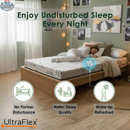 UltraFlex Atlas mattress set with cooling gel foam, bamboo cover, and reversible foam for firm support and comfort.