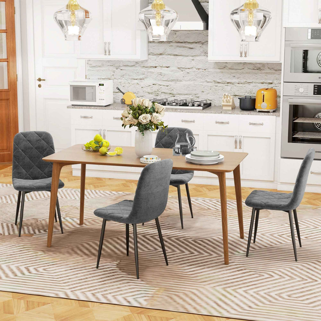 Arbor Upholstered Dining Chairs with Steel Legs-Set of 4-Grey