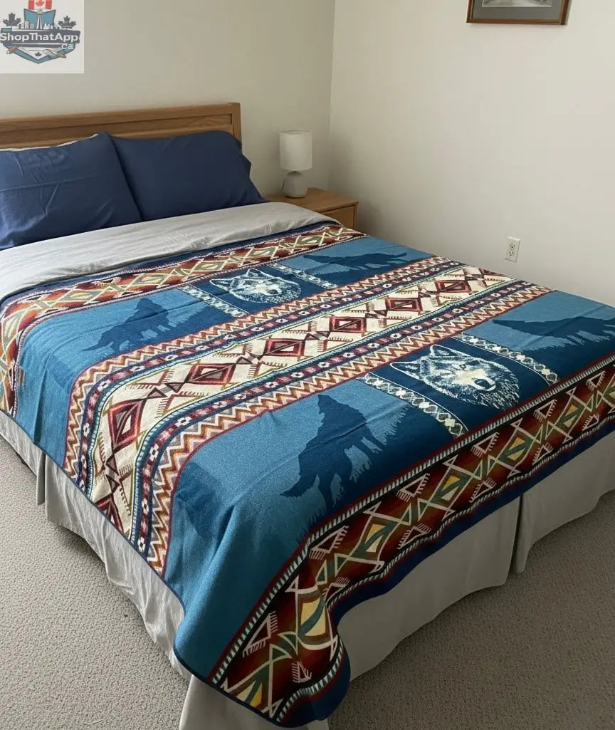 OLDTRIBES™ Blue Plains Wolf Alpaca Blanket - Shopthatapp.ca