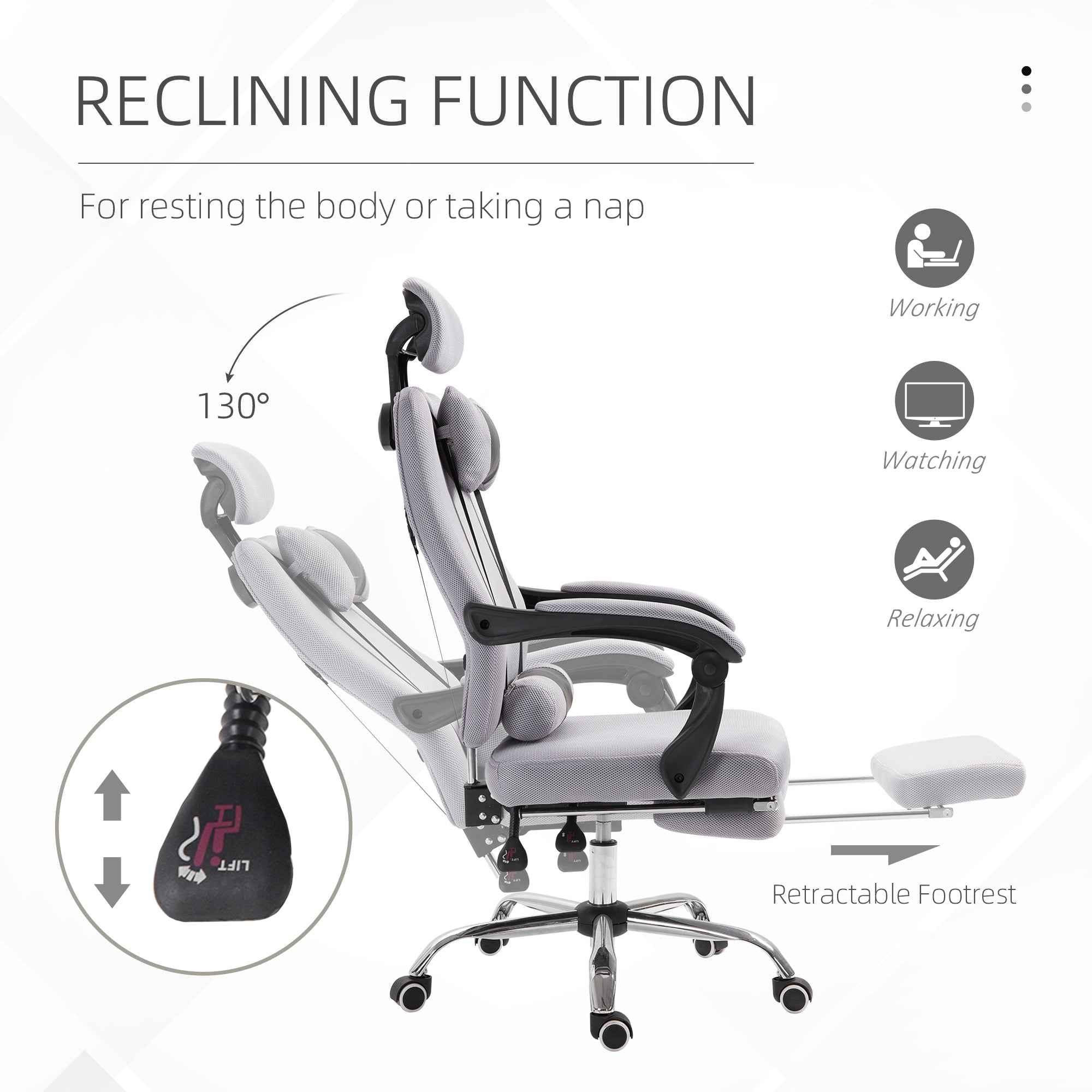 Brady Ergonomic Executive High Back Office Chair with Footrest and Lumbar Support-Grey
