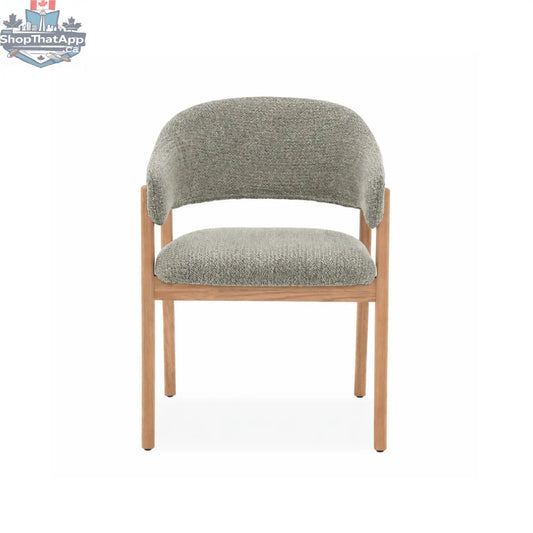 Mint green Hygge Design House dining chair with natural wood frame and upholstered seat, showcasing stylish and comfortable furniture design.