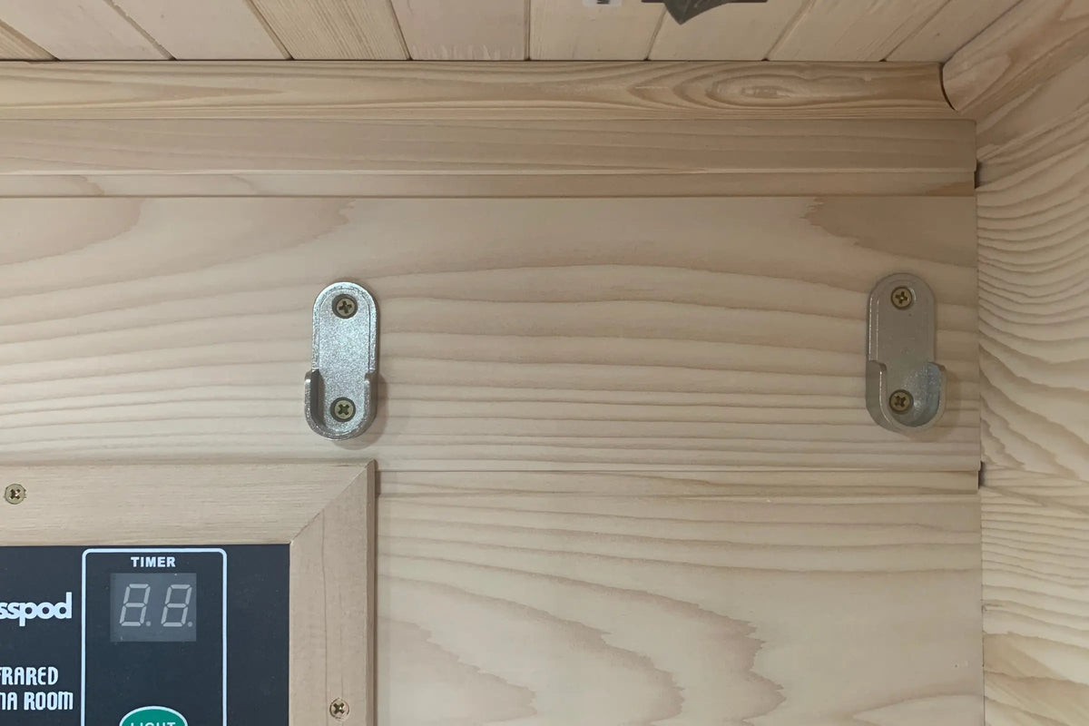 Zoppinh Blisspod Vienna single-person infrared sauna made of Canadian Hemlock, featuring low EMF, with dimensions 72.8" x 35.4" x 25.6".