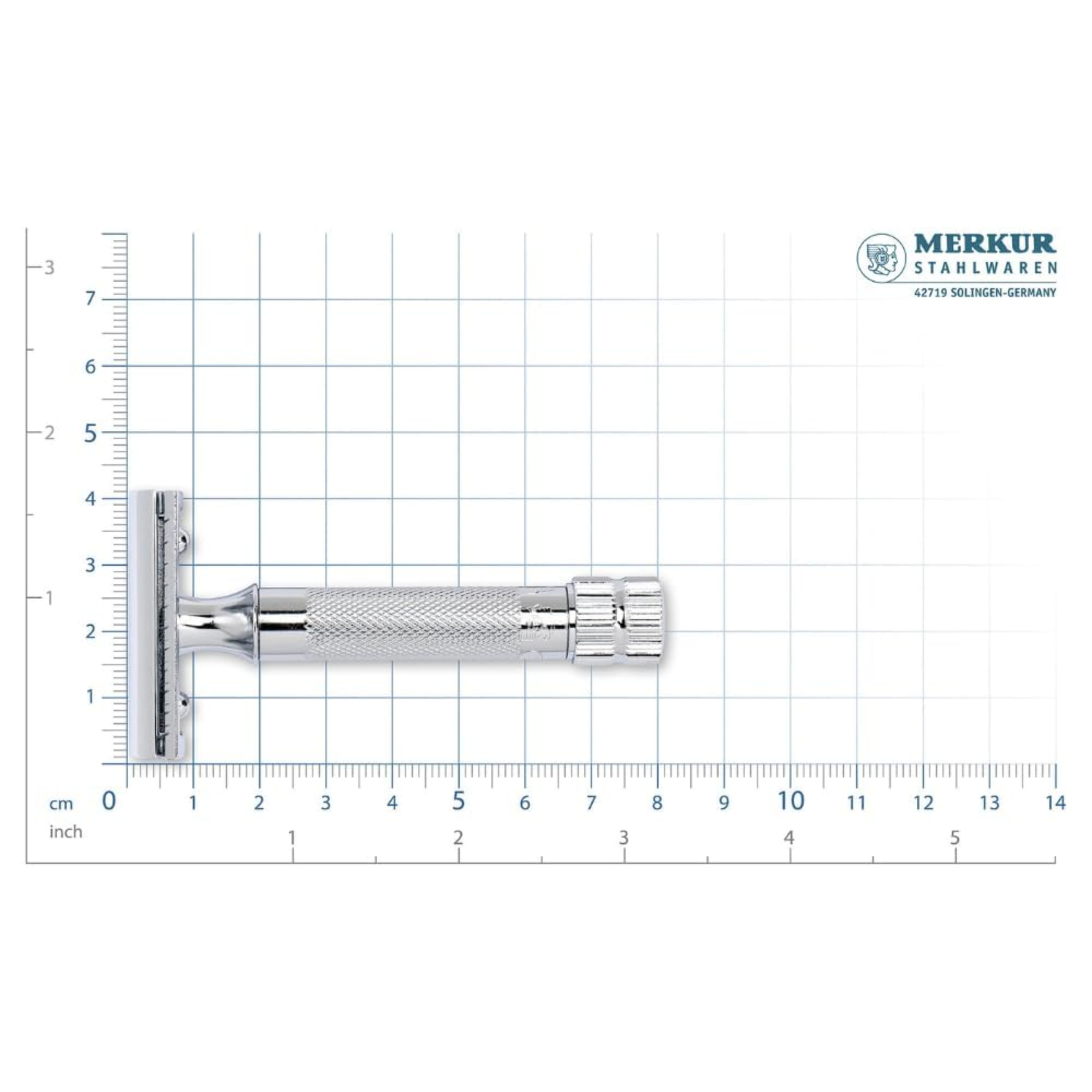 Merkur 34C Safety Razor with Knurled Extra Thick Handle in Chrome - 2-Piece DE Razor Case with 10 Blades