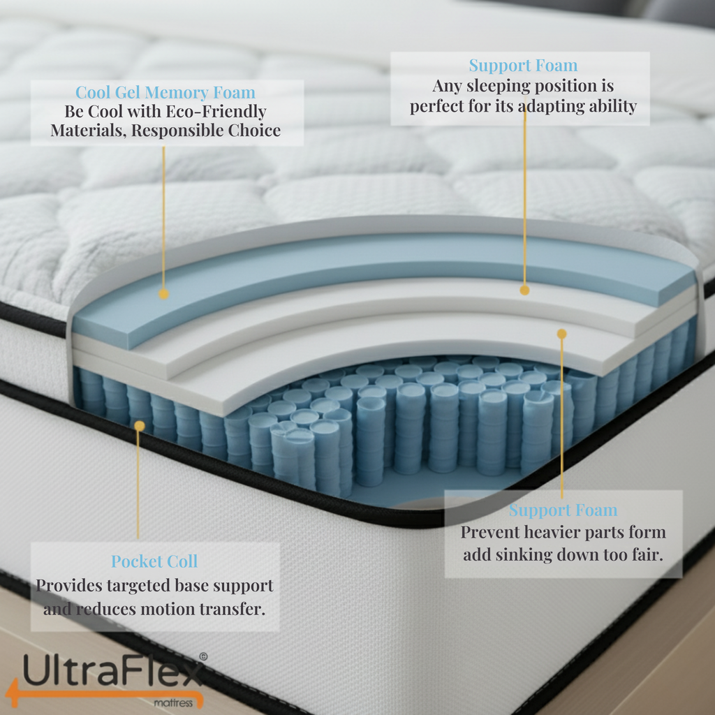 UltraFlex® Opulence Mattress and BoxSpring Set Medium Firm Orthopedic Hybrid Mattress – Canadian-Made Advanced Cooling Gel & Pocket Coil System for Undisturbed Sleep & Edge-to-Edge Support - Shopthatapp.ca