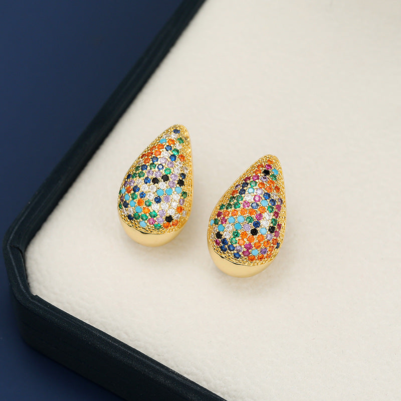 18K Gold-Plated Teardrop Earrings with Zircon Accents - Shopthatapp.ca