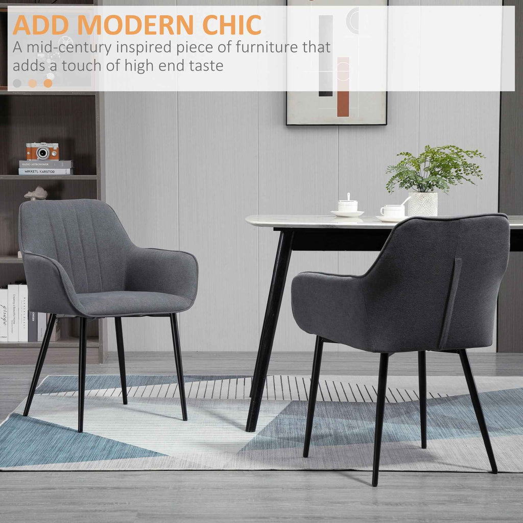 Robbie Dining Chairs Set of 2 with Armrest-Dark Grey