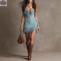 Women's Retro Resort Mini Dress - Sleeveless Bodycon Dress - Shopthatapp.ca