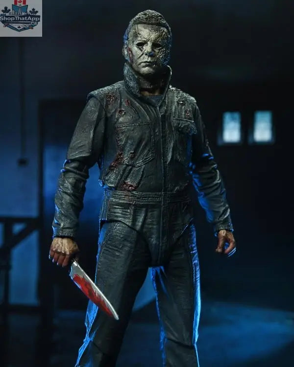 Toy Snowman Halloween Ends Michael Myers collectible action figure with detailed costume and menacing mask, perfect for horror fans.