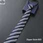 Mens Business Formal Zipper Tie With Blue Stripes - Shopthatapp.ca