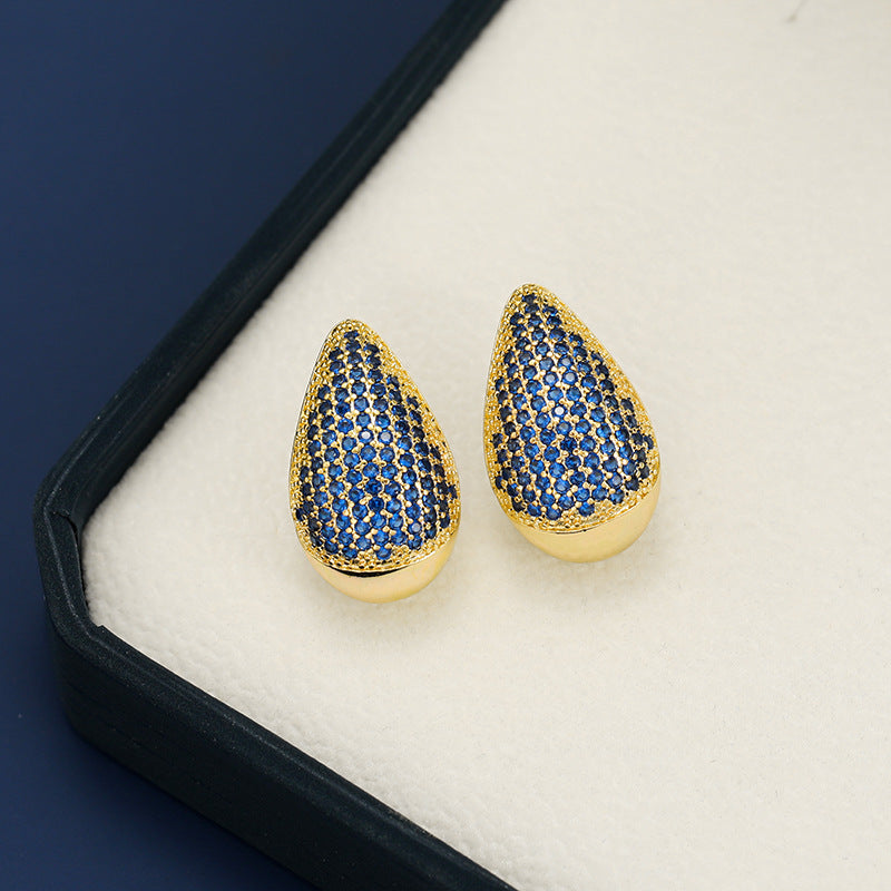 18K Gold-Plated Teardrop Earrings with Zircon Accents - Shopthatapp.ca