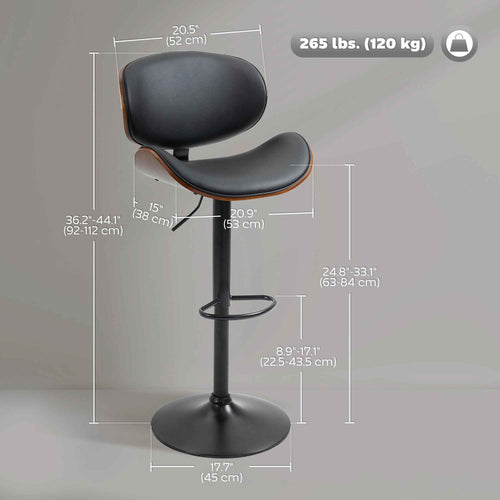 Alpine Modern Adjustable Counter/Bar Stools with Swivel Seat-Set of 2-Black