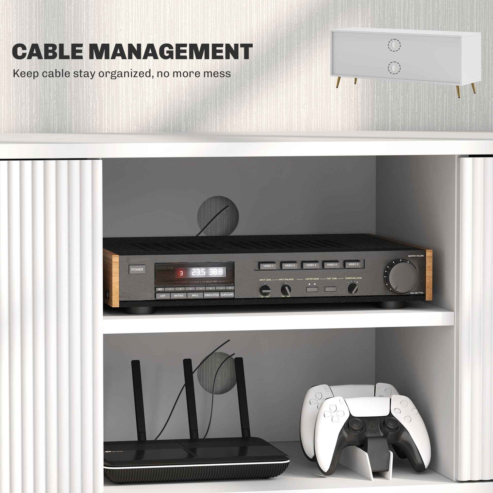 Collins Modern TV Stand for up to 55 Inch TVs-White