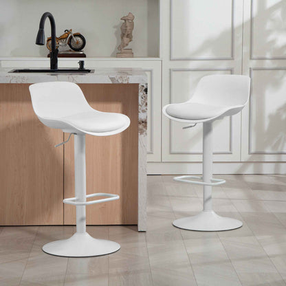 Zee Counter Height/Bar Stools Set of 2 with Adjustable Height and Swivel Seat-White