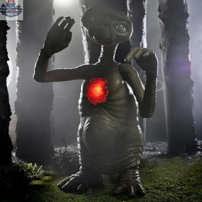 NECA E.T. 40th Anniversary deluxe action figure with LED light-up chest, detailed collectible toy from Toy Snowman.