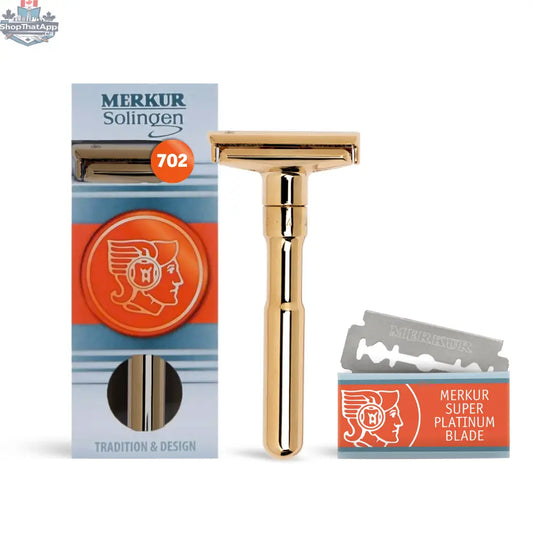 Merkur Futur Adjustable Safety Razor with Snap Closure in Gold - Premium Double Edge Razor - Shopthatapp.ca