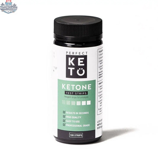 Ketones test strips for accurate ketone measurement by BulkBully Supplements, showing the strips and packaging on a white background.
