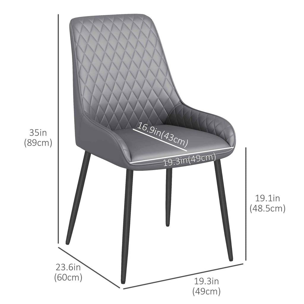 Blake Vegan Leather Modern Dining Chairs with Diamond Tufting-Set of 4-Grey