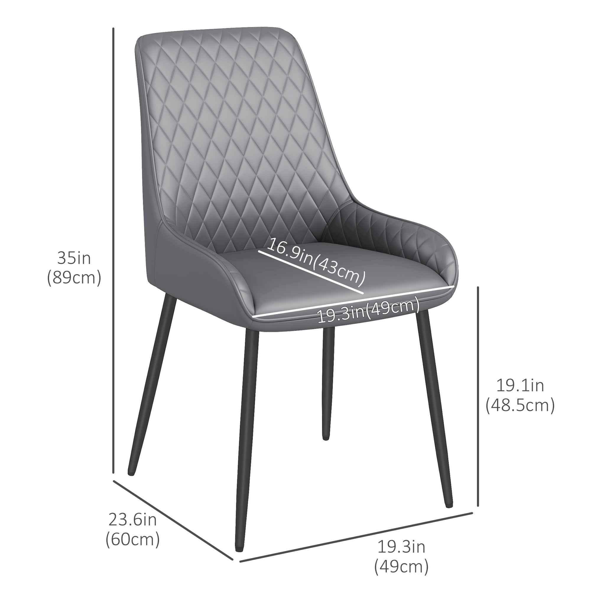 Blake Vegan Leather Modern Dining Chairs with Diamond Tufting-Set of 4-Grey