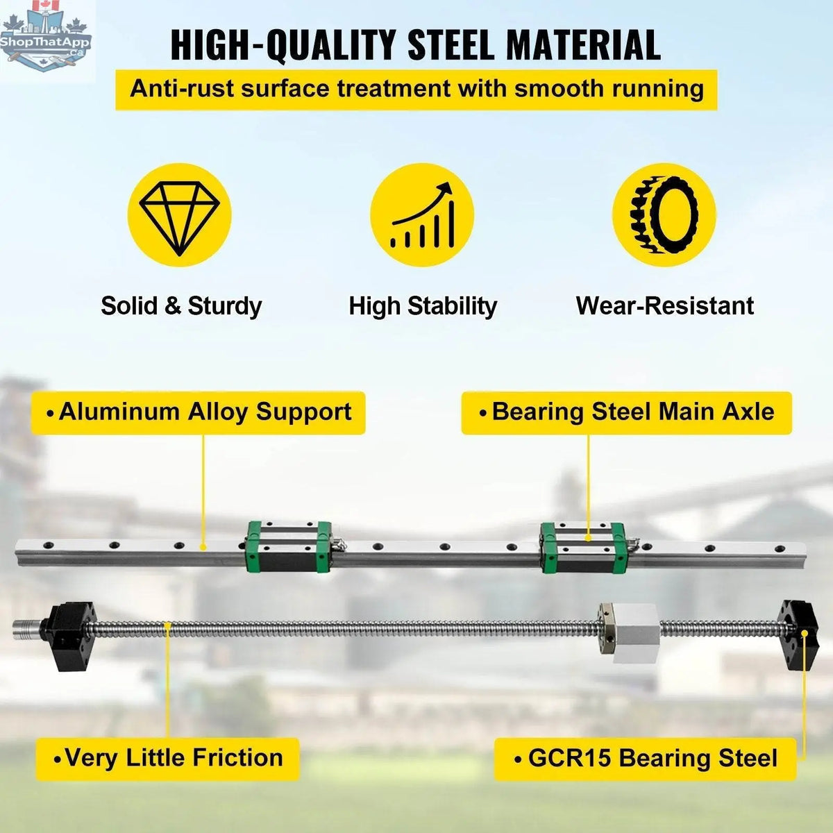 EX-STOCK Canada 1000mm ballscrew kit with BF12 BK12 coupling, slide blocks, and linear guide rail set for DIY CNC routers and mills