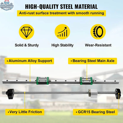 EX-STOCK Canada 1000mm ballscrew kit with BF12 BK12 coupling, slide blocks, and linear guide rail set for DIY CNC routers and mills