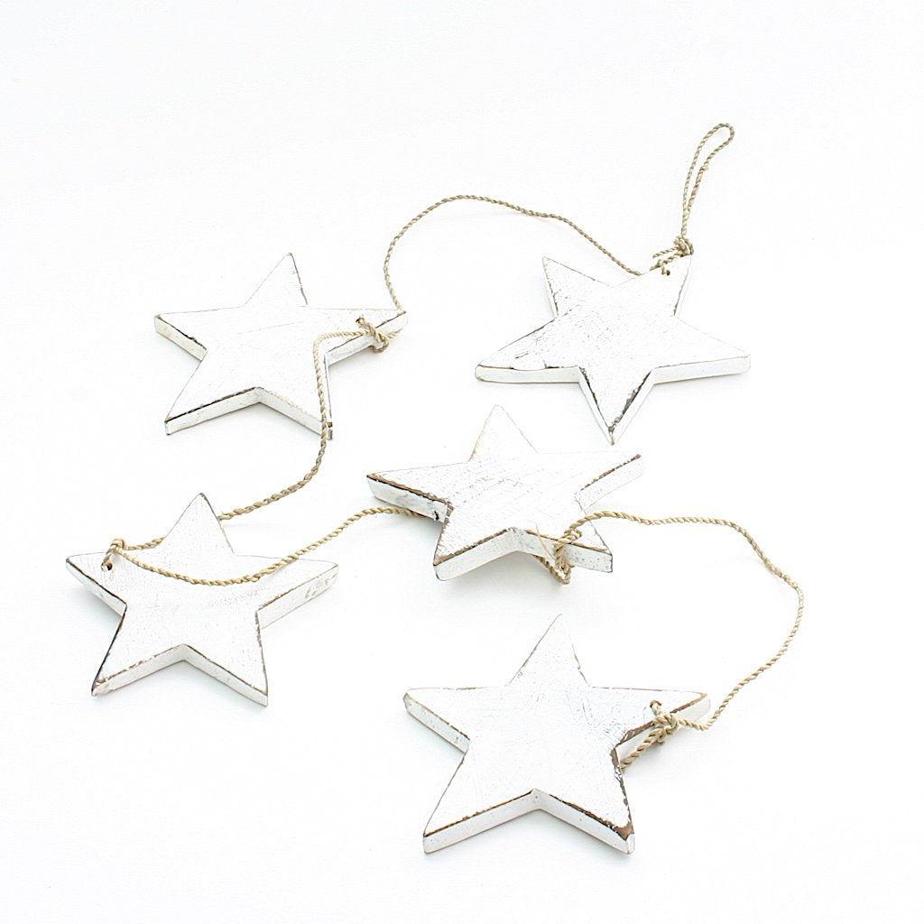 Hanging Wooden Star Decor - String of 5 Wooden Stars for Home Decoration - Shopthatapp.ca